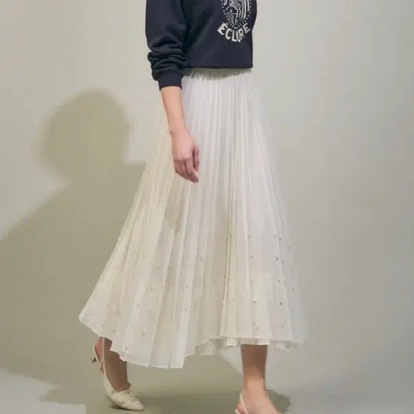 [BUNJANG] Mine Pearl Lurex Pleated Skirt / 마인 튤 레이어 펄 플리츠 스커트