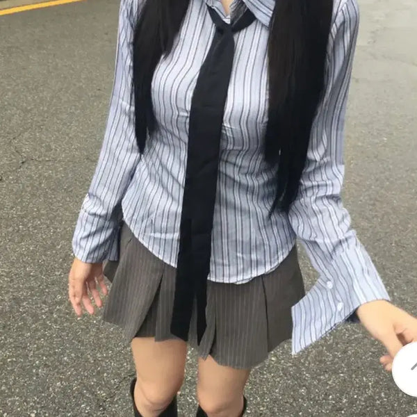 [BUNJANG] Ablhy Shirt with Tie / 에이블리 셔츠