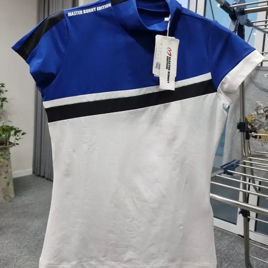 [BUNJANG] Master Bunny Edition Short Sleeve Polo Shirt Blue White / 90/ 마스터바니에디션 반팔 카라티 블루 화이트