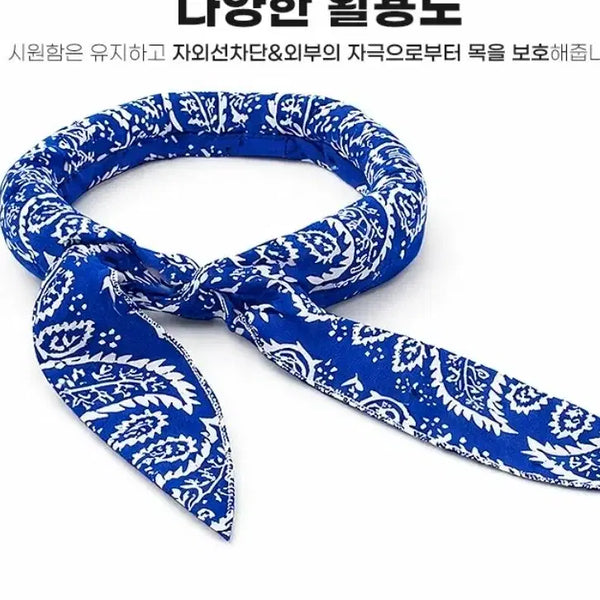 [BUNJANG] Paisley Pattern Cooling Scarf (Blue) / 냉매쿨링 스카프 페이즐리 패턴 (파랑)