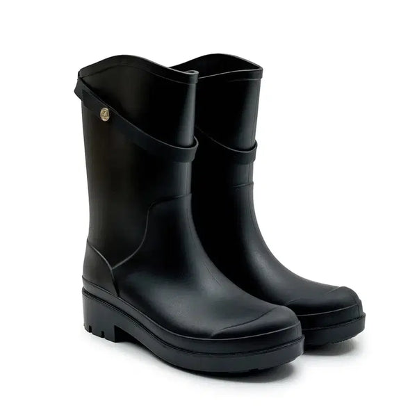 [BUNJANG] Mondol Buckle Strap Rain Boots - Black / 몽덜 버클 스트랩 레인부츠 230