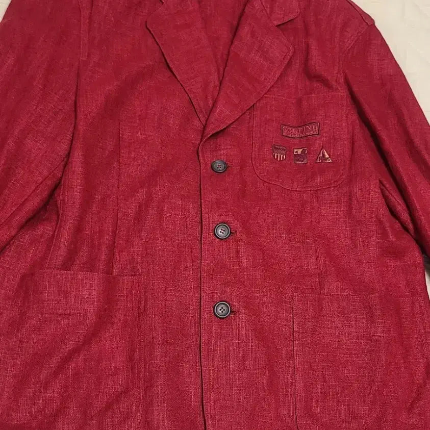 [BUNJANG] Blacky Misoni Red Linen Jacket / 매력적인 레드 컬러의 블랙미쏘니 스포츠 마소재 자켓