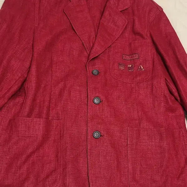 [BUNJANG] Blacky Misoni Red Linen Jacket / 매력적인 레드 컬러의 블랙미쏘니 스포츠 마소재 자켓