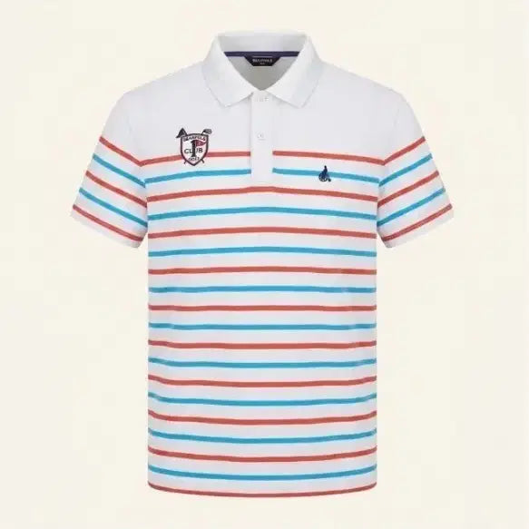 [BUNJANG] Beanpole Striped Polo Shirt White/Red/Blue / 빈폴 스트라이프 카라티 화이트/레드/블루