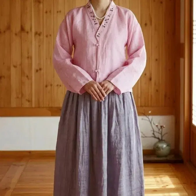 [BUNJANG] Natural Dyed Ramie Embroidered Jacket / * 천연염색 천연모시 자수 자켓*