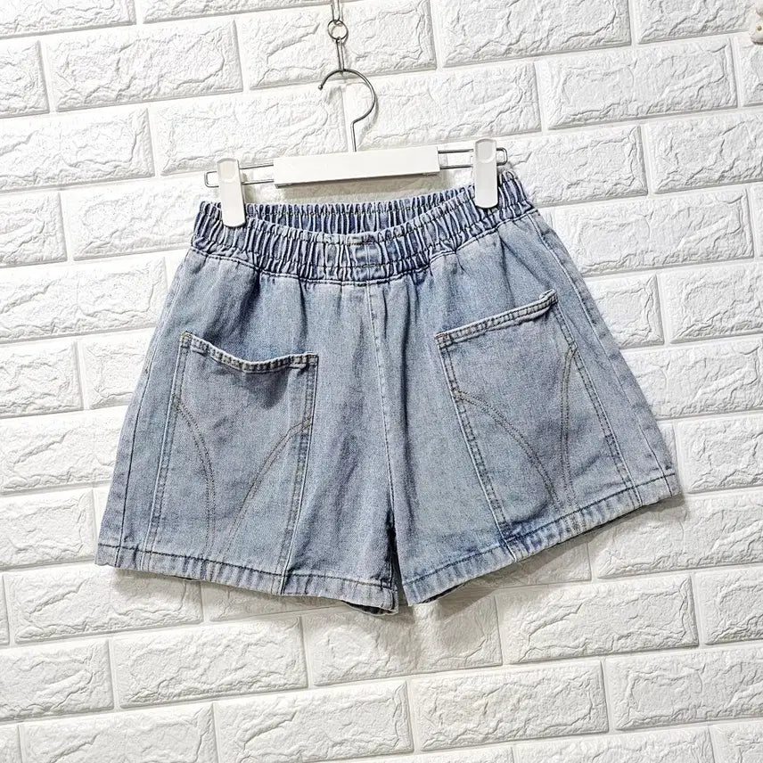 [BUNJANG] Denim Wide Banding Shorts / 와이드밴딩반바지