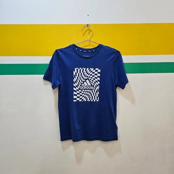 [BUNJANG] Adidas Check Logo Short Sleeve T-Shirt / 아디다스 체크 로고 반팔 티셔츠