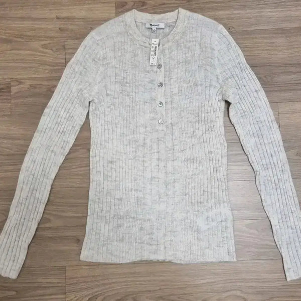 [BUNJANG] Madewell Ribbed Henley Neck Knit Sweater - Women's S (Oatmeal) / Madewell 메이드웰 골지 헨리넥 니트 스웨터 (새상품)