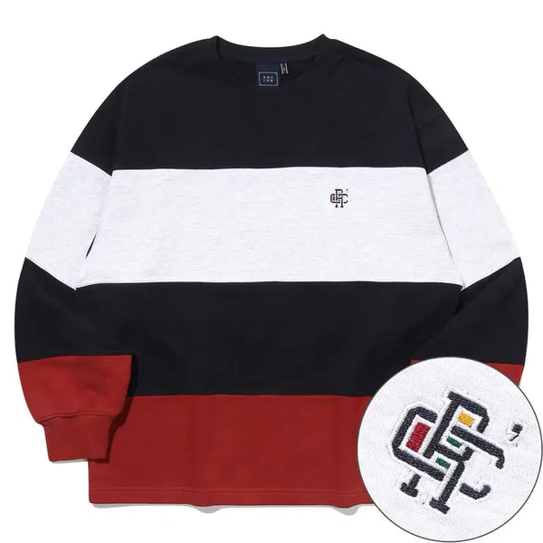 [BUNJANG] Romantic Crown Color Block Sweatshirt Navy XL / 로맨틱크라운 컬러 블록 스웻 셔츠 맨투맨 네이비 XL