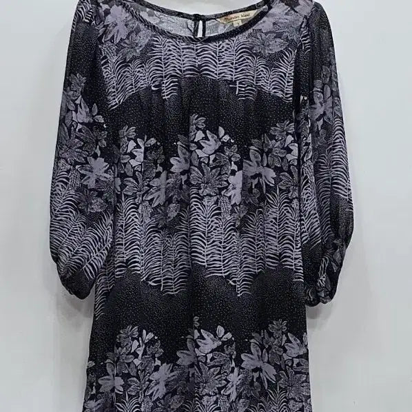 [BUNJANG] Thursday Island Floral Chiffon Dress Women's Small Black Light Purple / 써스데이아일랜드 플라워 쉬폰 원피스 / 여 S (90) 블랙 연퍼플