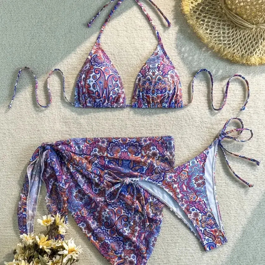[BUNJANG] Bikini Cover-up Wrap Skirt Set / 새상품) 끈 비키니 커버엄 랩스커트