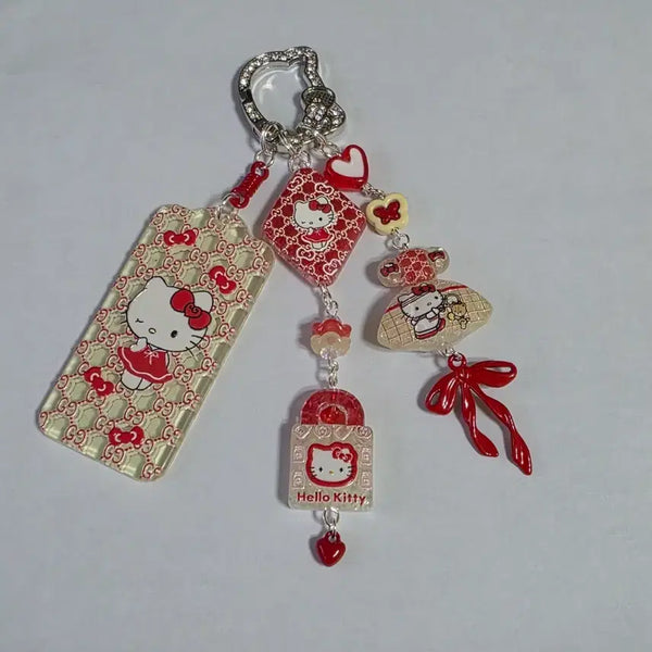 [BUNJANG] Hello Kitty Handmade Acrylic & Bead Keychain / 키티 키링
