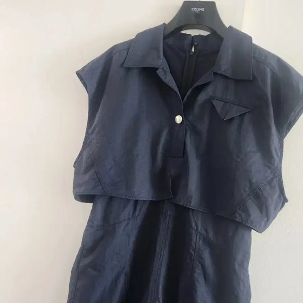 [BUNJANG] Smith 11 Navy Nylon Blend Shirt Dress / 제평 스미스11  원피스