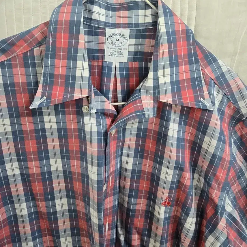 [BUNJANG] Brooks Brothers Plaid Button-Down Shirt Navy Red White M / 브룩스브라더스 체크 셔츠