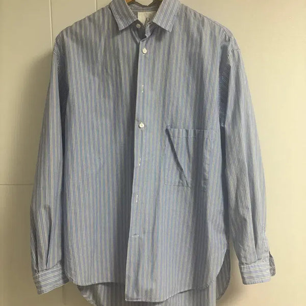 [BUNJANG] Brown Yak Blue Stripe Shirt / 브라운야드 블루 스트라이프 셔츠