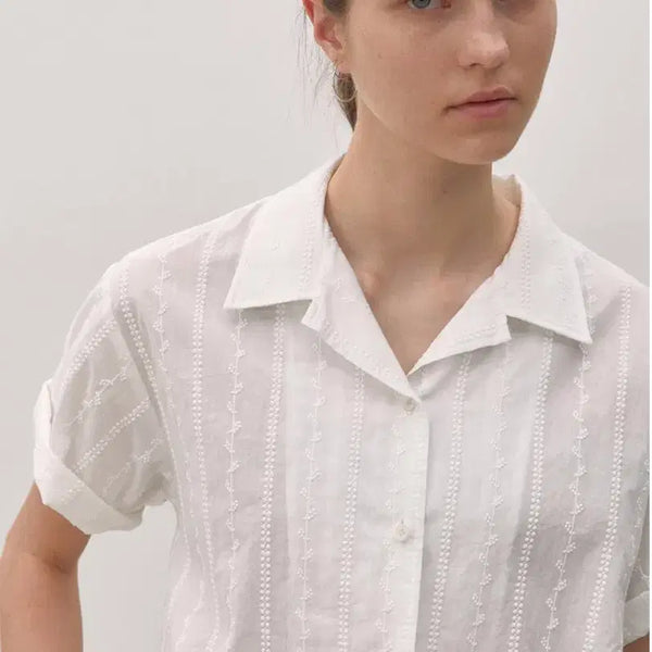 [BUNJANG] BrandNBrandon Eyelet Short-Sleeve Shirt / 브랜다브랜든 아일릿 반팔셔츠