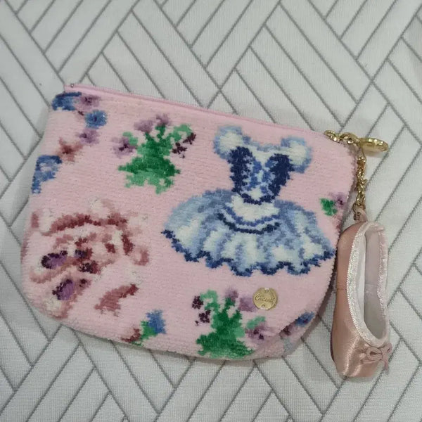 [BUNJANG] Chacott Ballet Pouch with Pointe Shoe Keychain / 차코트 chacott 발레 파우치 + 토슈즈 키링