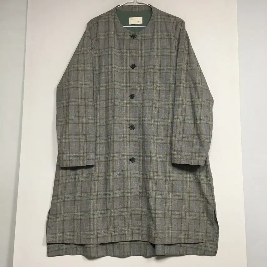 [BUNJANG] ISAE Cotton Check Long Jacket / ISAE 이새 코튼 체크 롱 자켓 10