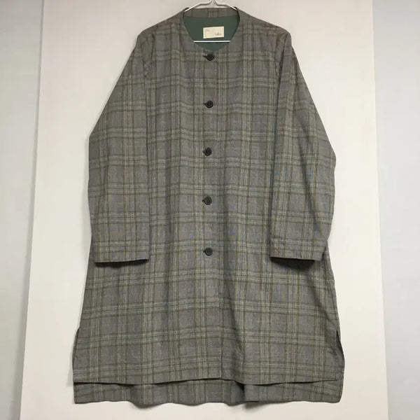 [BUNJANG] ISAE Cotton Check Long Jacket / ISAE 이새 코튼 체크 롱 자켓 10