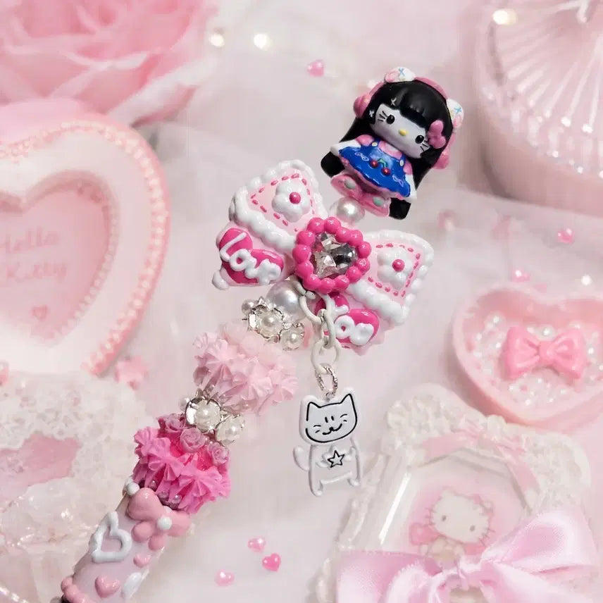 [BUNJANG] Handmade Hello Kitty Charm Ballpoint Pen / 키티 수제피규어 볼꾸 볼펜