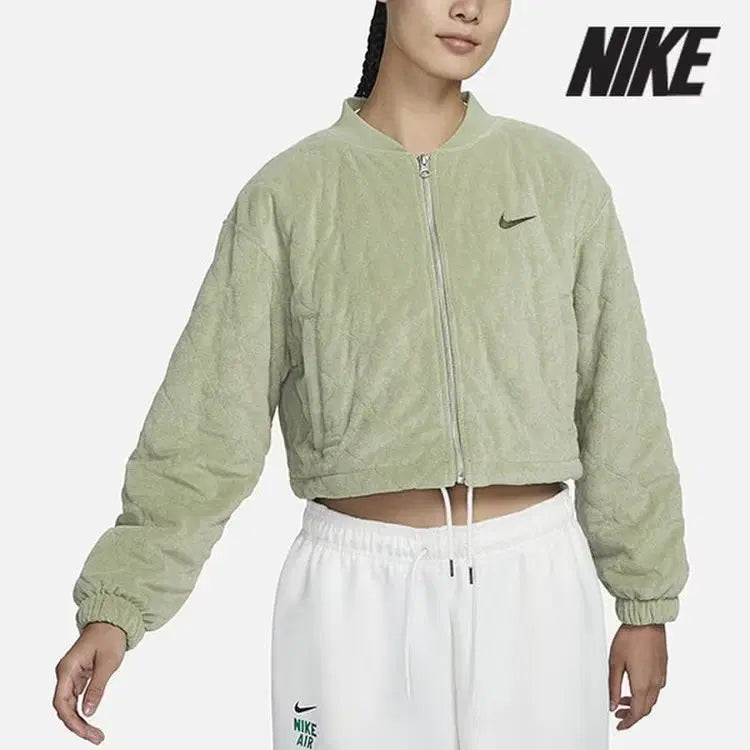 [BUNJANG] Nike Terry Crop Quilting Jacket L / NIKE 나이키 테리 크롭 퀼팅 자켓 L