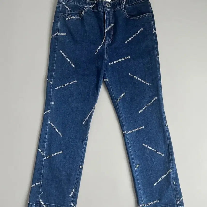 [BUNJANG] Women's Embroidered Lettering Stretch Denim Pants (M) / 여성 자수 레터링 스판 데님 팬츠 M