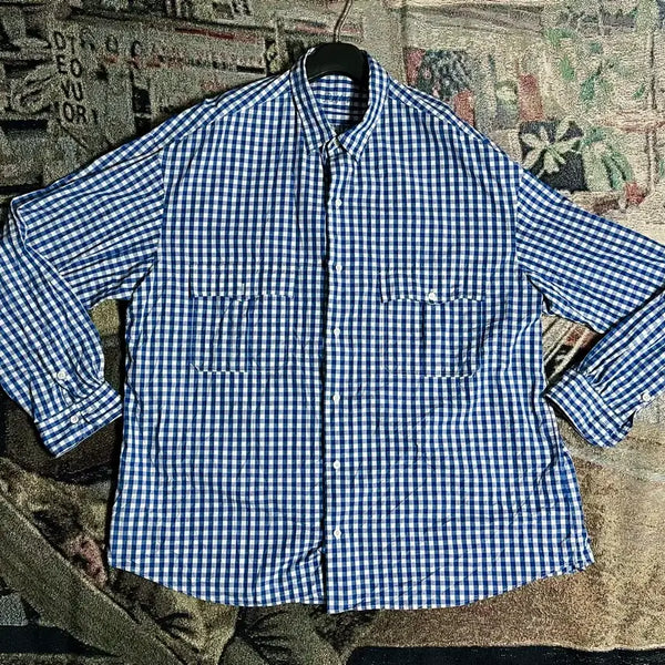[BUNJANG] Porter Classic Roll-Up Gingham Check Shirt French Blue / 포터 클래식 롤업 깅엄체크 셔츠 프렌치 블루