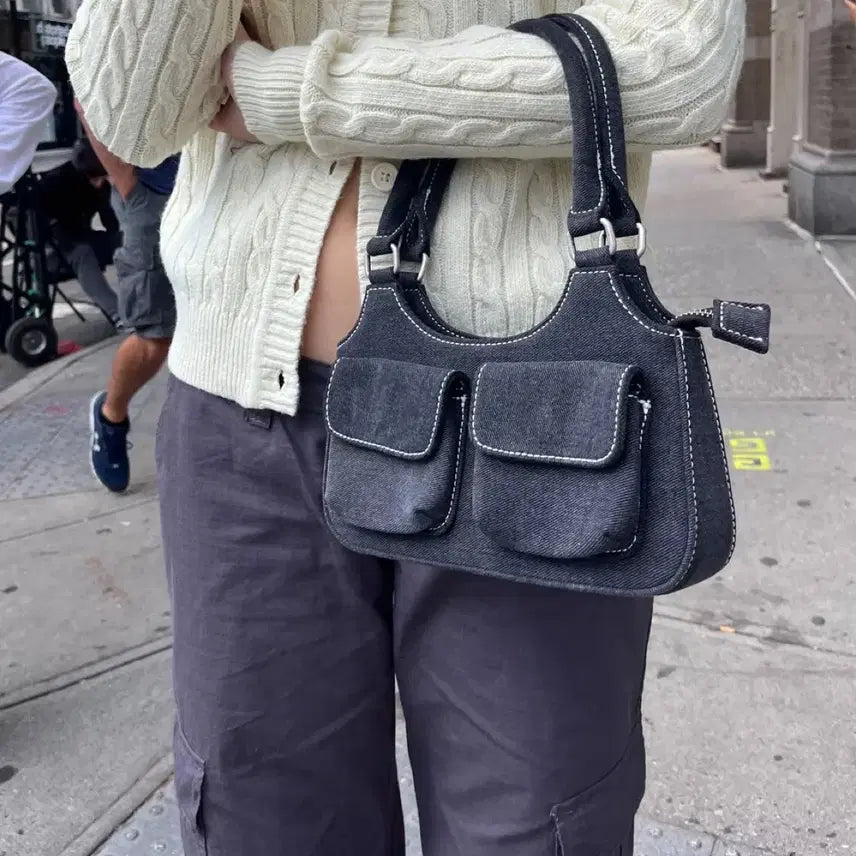[BUNJANG] Brandy Melville Grey Pocket Shoulder Mini Bag / 브랜디멜빌 그레이 포켓 숄더백 미니백