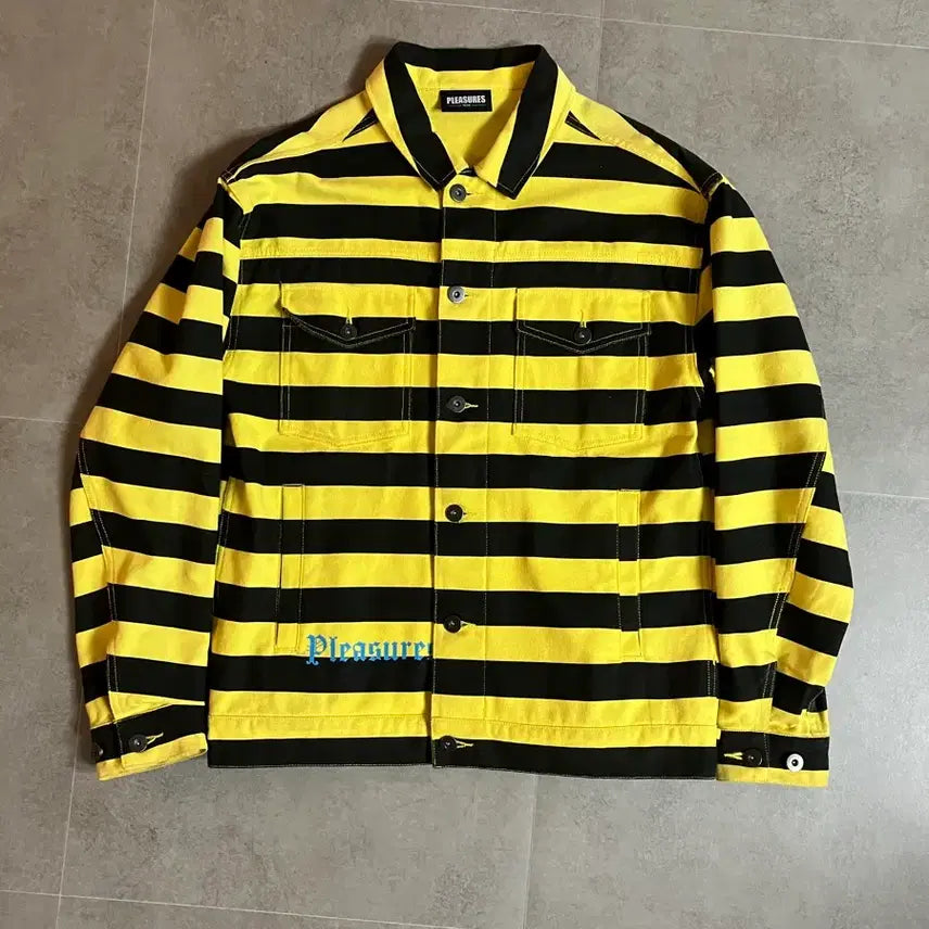 [BUNJANG] Pleasures Stripe Trucker Jacket / 플레져스 스트라이프 트러커 자켓