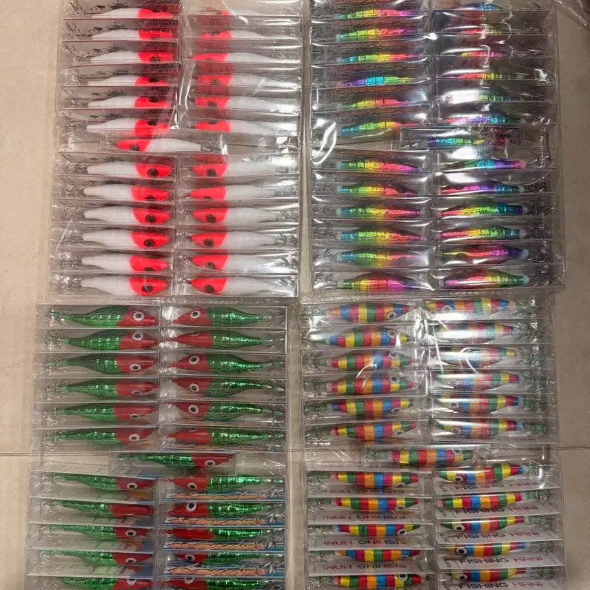 [BUNJANG] Squid & Octopus Lure Set - 4 Colors, 100 pcs / 쭈갑&문어 인기색상 에기세트 4종 100개 새상품