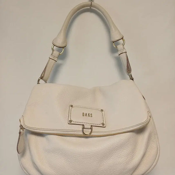 [BUNJANG] DAKS Genuine Leather Medium Shoulder Bag (Ivory) / 닥스(DAKS) 올 천연소가죽 미디엄 숄더백 (아이보리/DC2H 1B193 01)