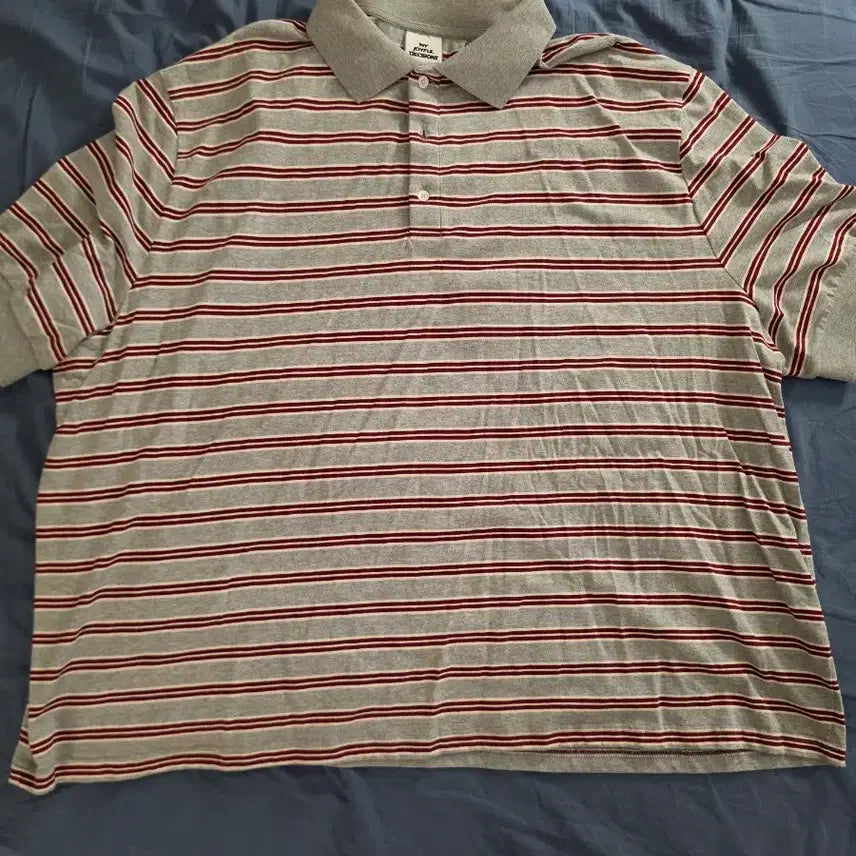 [BUNJANG] MJD Oversized Stripe Polo Melange Grey / MJD 오버사이즈 스트라이프 폴로 멜란지 그레이