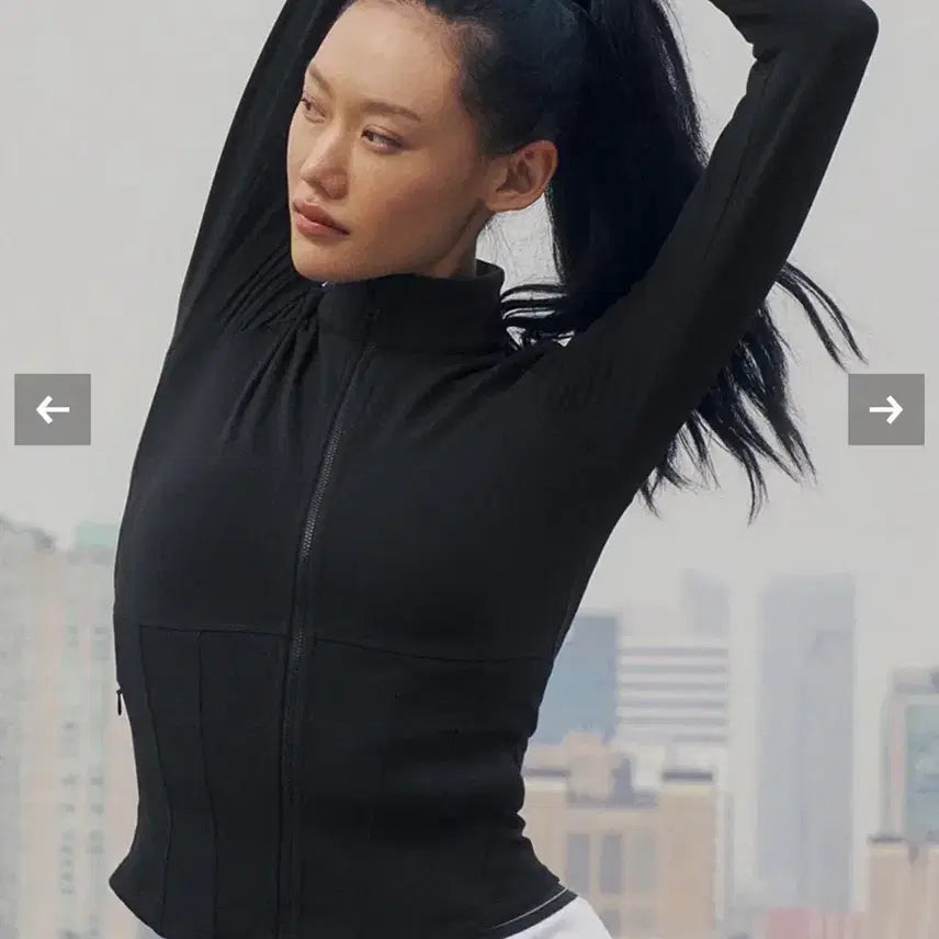 [BUNJANG] Alo Airbrush Corset Zip-Up Jacket Black / Alo 에어브러쉬코르셋집업자켓