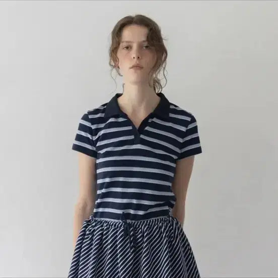 [BUNJANG] HEIG Minimal Pique T-shirt Navy Stripe / 헤이그 a minimal pique t-sh (navy stripe) 택0