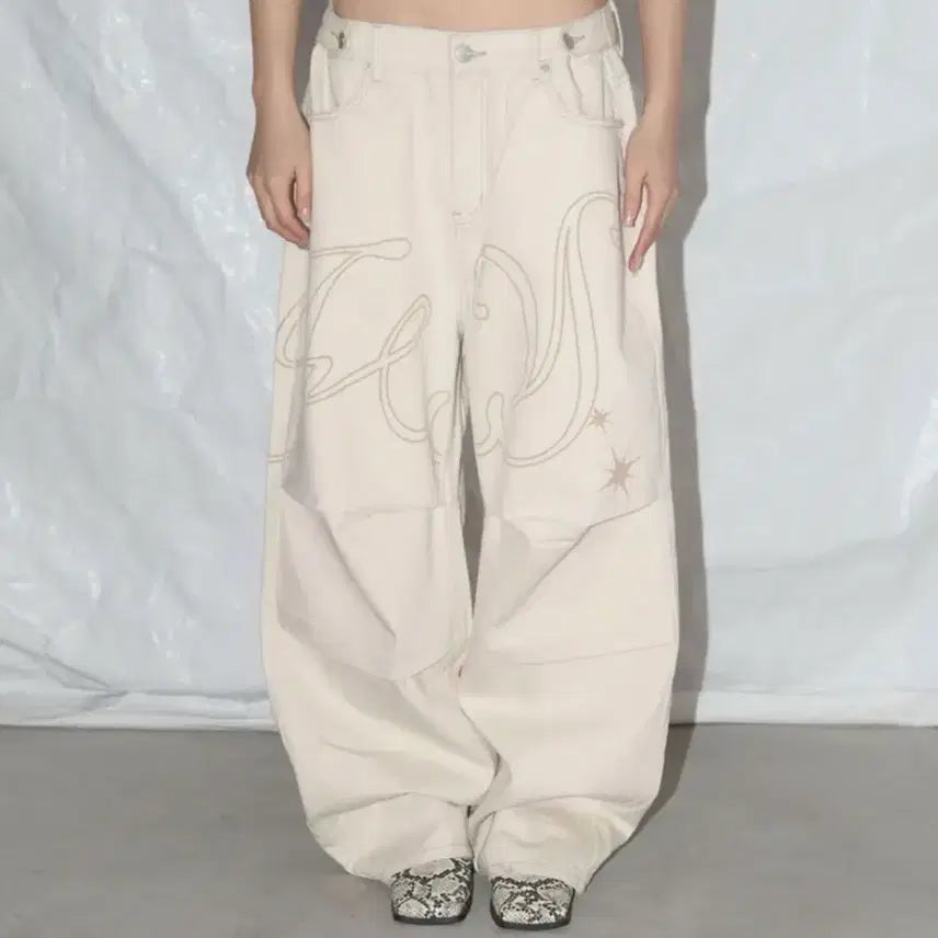 [BUNJANG] Fancy Club Angel Vintage Washing Pintuck Pants Ivory / 팬시클럽 엔젤 빈티지 워싱 핀턱팬츠 아이보리 1