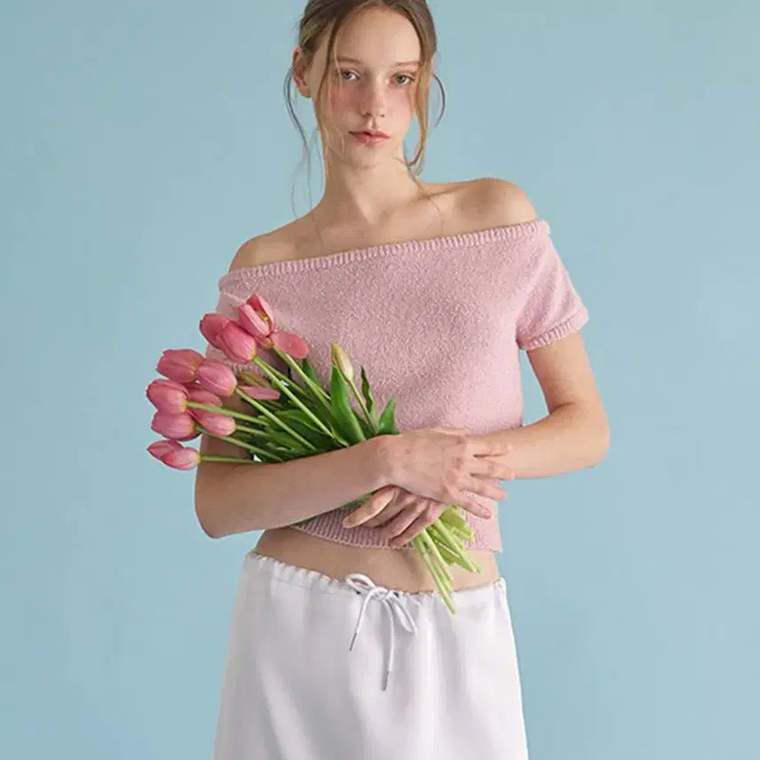 [BUNJANG] Ods Boat Off-Shoulder Top Pink / Ods 보트 오프숄더 핑크