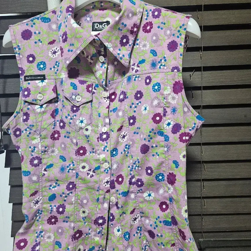 [BUNJANG] Dolce & Gabbana Flower Pattern Sleeveless Shirt / D&G 돌체앤가바나 플라워 패턴 민소매 셔츠