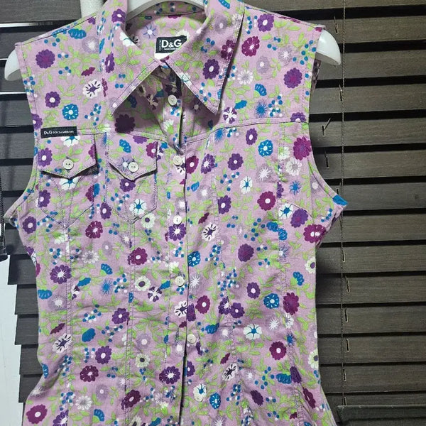 [BUNJANG] Dolce & Gabbana Flower Pattern Sleeveless Shirt / D&G 돌체앤가바나 플라워 패턴 민소매 셔츠