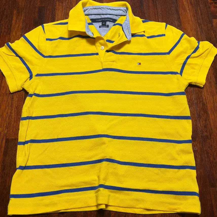 [BUNJANG] Tommy Hilfiger Striped Polo T-Shirt - Size M / 타미힐피거 스트라이프 폴로 반팔 카라티 M