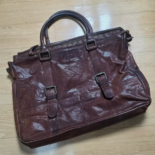 [BUNJANG] Monsac Cowhide Tote Bag Brown / 몽삭  소가죽 토트백 브라운. 서류가방 상태좋아요