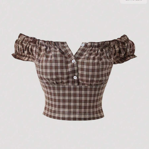 [BUNJANG] Off-the-shoulder Crop Blouse / 오프숄더크롭 블라우스