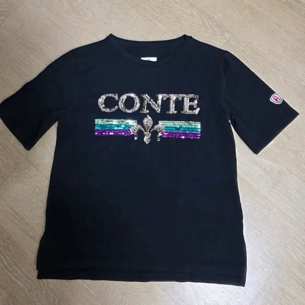 [BUNJANG] Conte of Florence Sequin Short Sleeve T-Shirt / 콘테 오브 플로렌스 스팽글 반팔티
