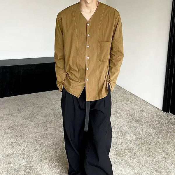 [BUNJANG] Lemaire Style Brown Stitch Shirt XL / 르메르맛 브라운 스티치 셔츠 XL