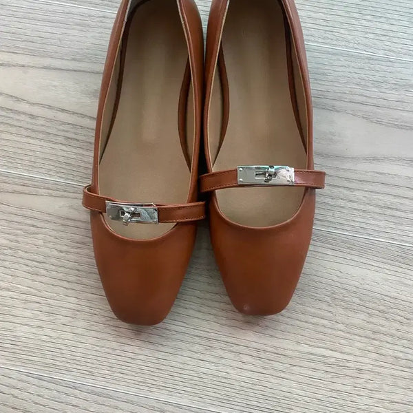 [BUNJANG] Brown Leather Mary Jane Ballet Flats Size 250 / 브라운 가죽  단화 250