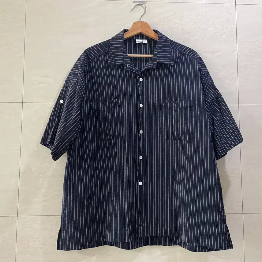 [BUNJANG] Partmento Stripe Short Sleeve Shirt L (105) / 파르티멘토 / 스트라이프 반팔 셔츠, 남성 셔츠 / L(105)