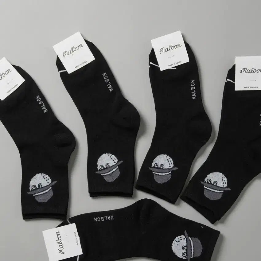 [BUNJANG] Malbon Golf Daily Mid-Calf Socks (10 Pairs) - Black / 한정수량 파격세일 데일리 말본 중목 블랙 10켤레