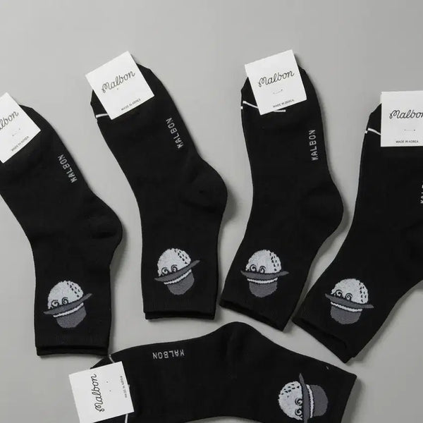 [BUNJANG] Malbon Golf Daily Mid-Calf Socks (10 Pairs) - Black / 한정수량 파격세일 데일리 말본 중목 블랙 10켤레