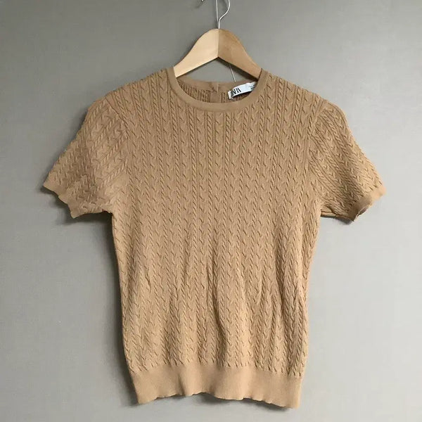 [BUNJANG] Zara Short Sleeve Knit Camel L / 자라 반팔 니트 카멜색상 L사이즈
