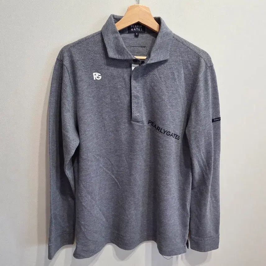[BUNJANG] Pearly Gates Long-Sleeve Polo Shirt Grey Size 100 / PEARLY GATES 골프웨어 긴팔 카라티 그레이 100