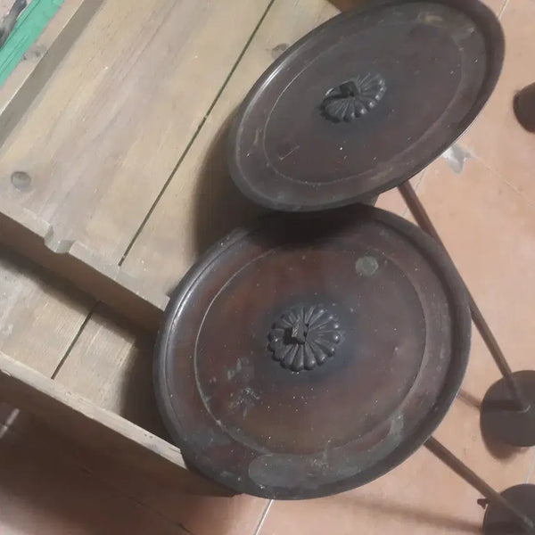 [BUNJANG] Antique Japanese Bronze Candlesticks (Pair) & Bronze Cup / 일본 고대 대형 동촛대 2점과 동잔